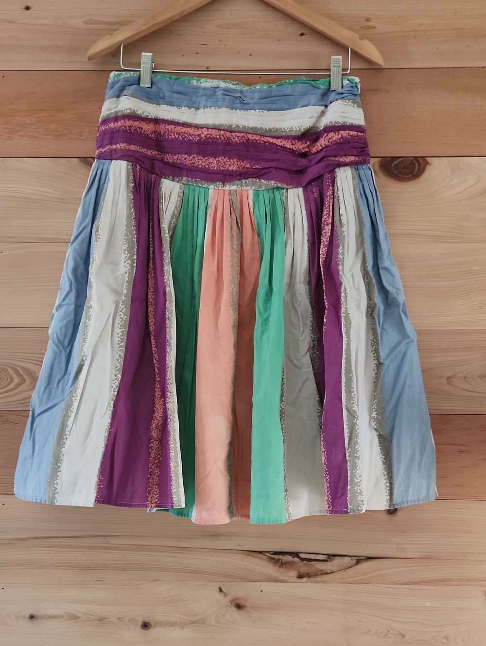 Country Road Multi-Color Panel Skirt with Purple Waistband